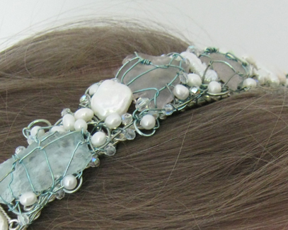Beach Glass and Pearl Headband